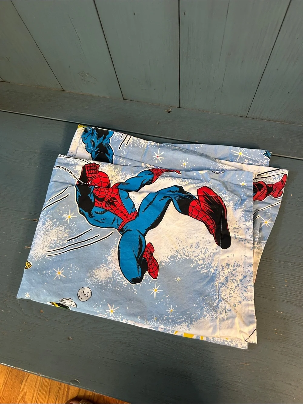 Pottery Barn Kids Marvel Comics Superhero Print Pillow Sham - Blue 100% Organic